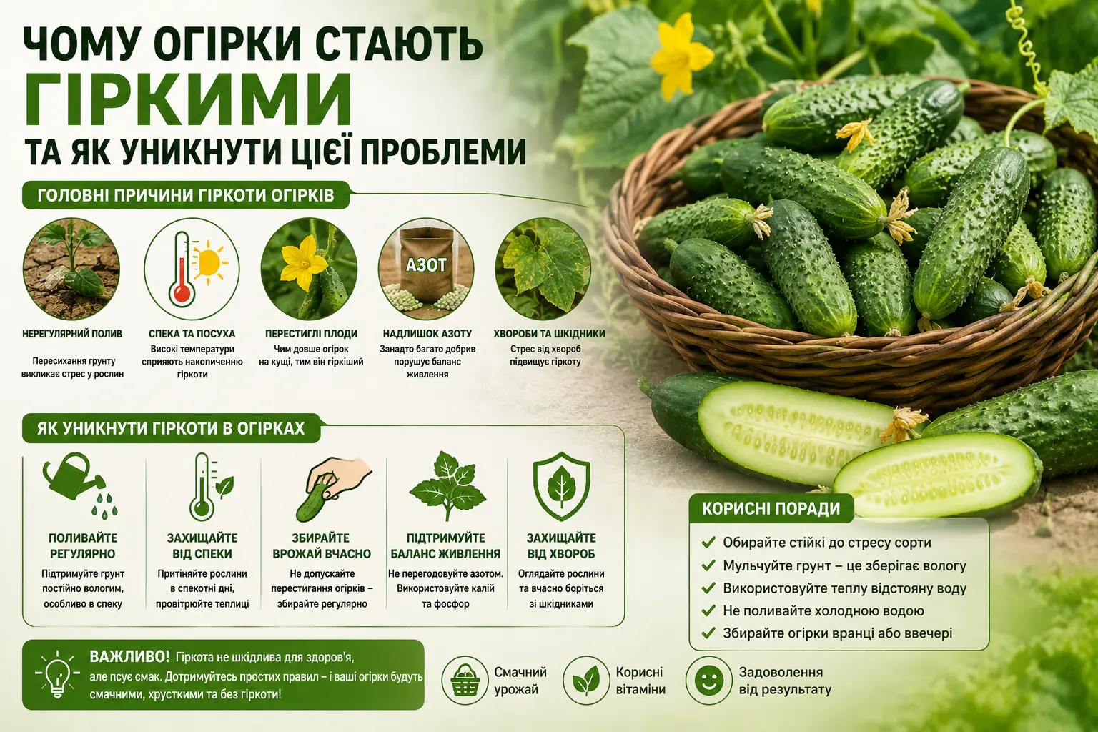 Що робить огірки гіркими